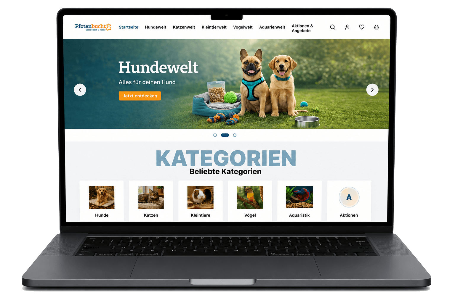 Pfotenbucht Custom Storefront Laptop-Mockup